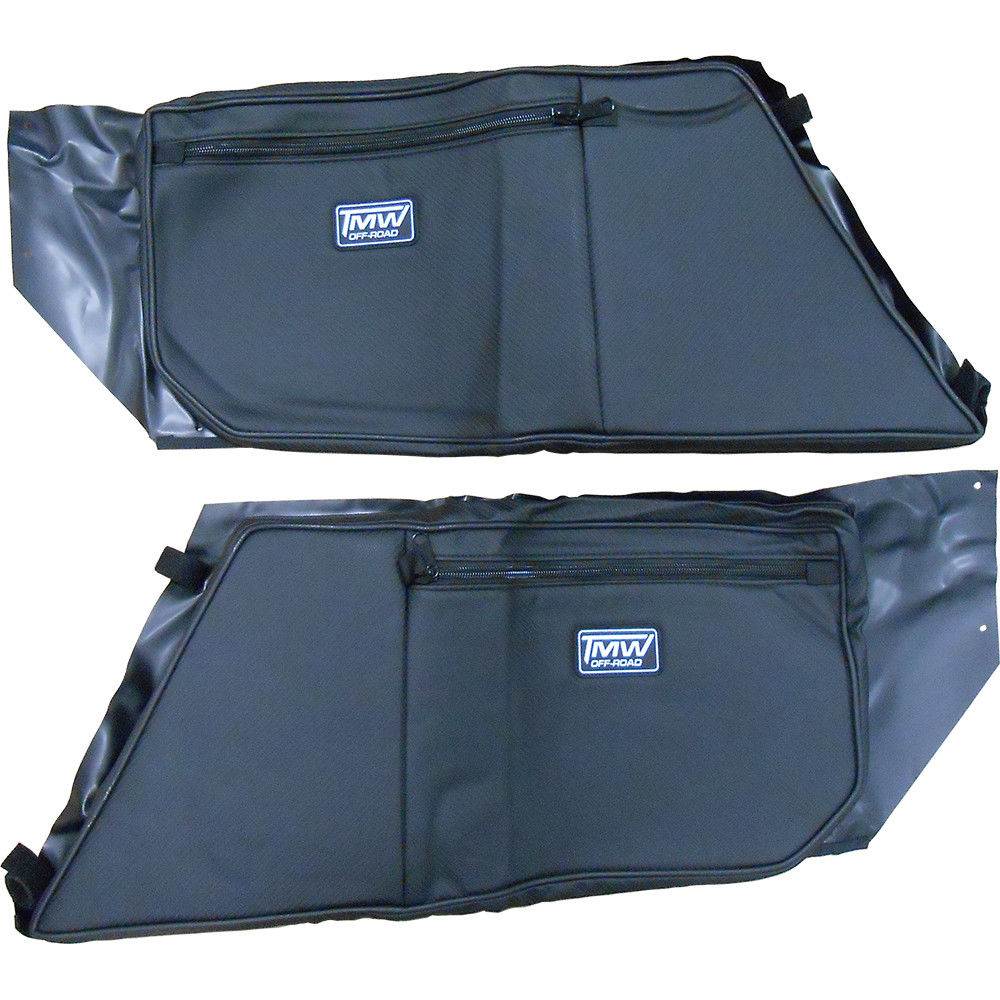 TMW Can Am X3 two-seat door bags with carbon fiber look and padded leg rest for offroad comfort
