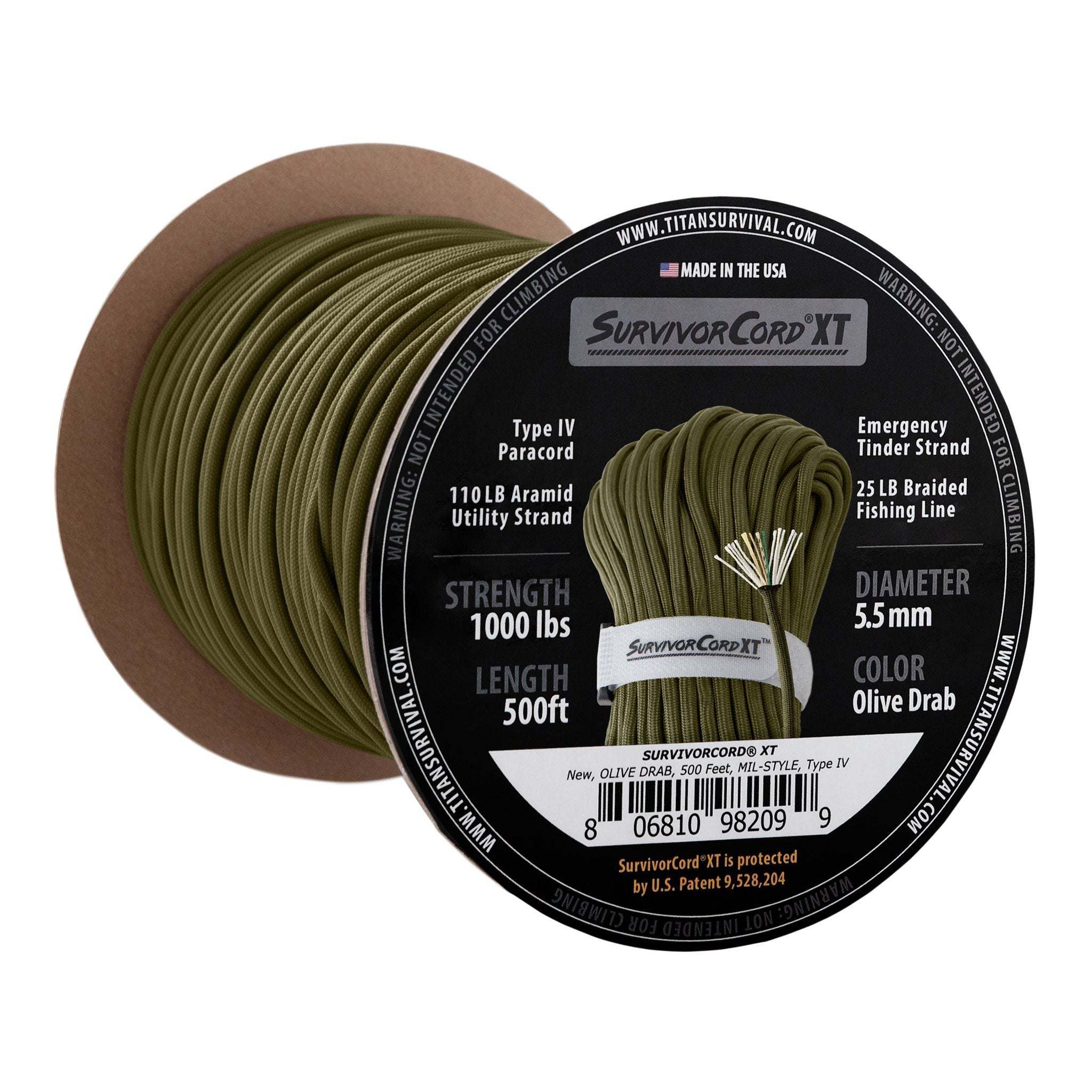 SurvivorCord XT Spool 500 FT - Ultimate Survival Paracord USA
