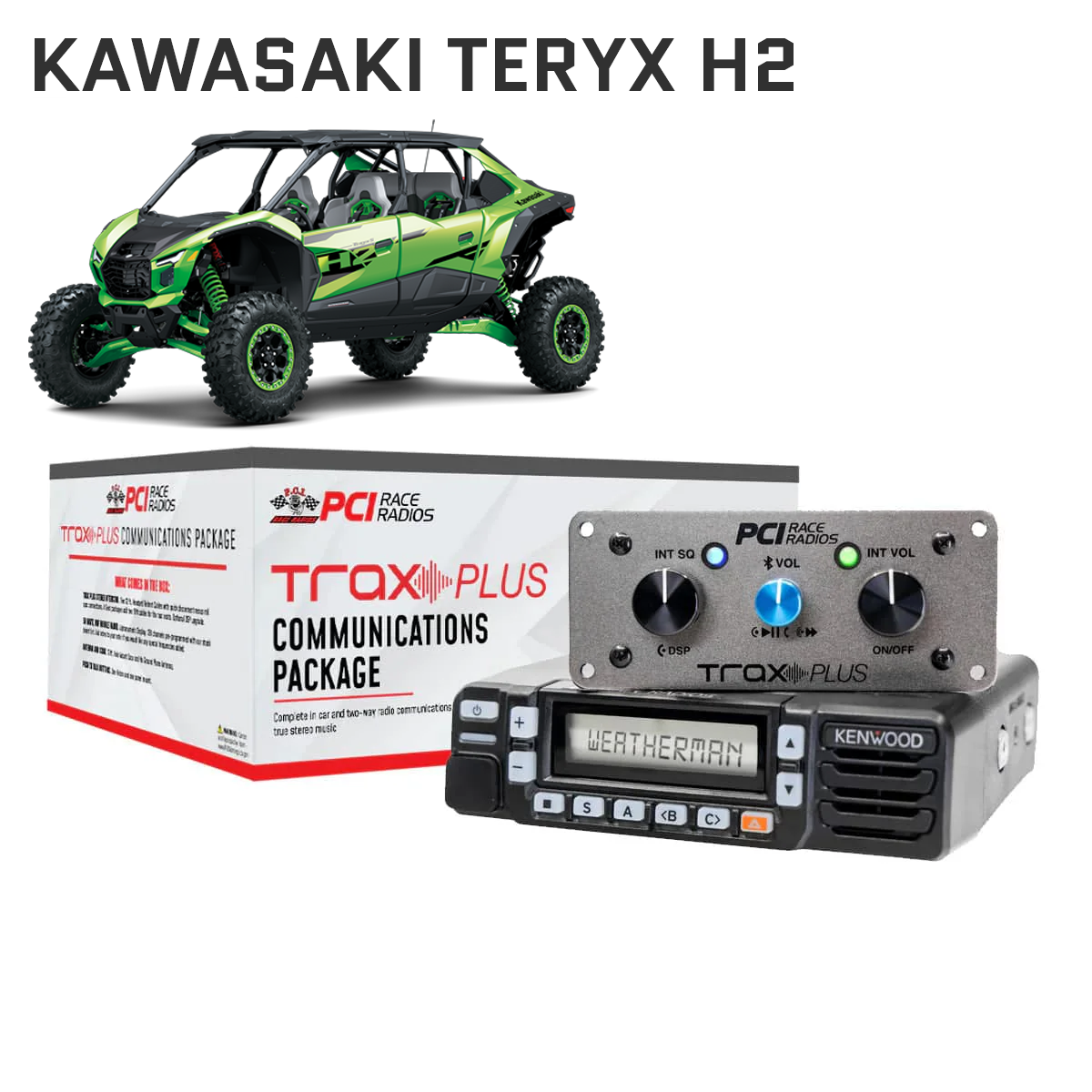 Kawasaki Teryx H2 UTV equipped with Trax stereo intercom and radio communications package