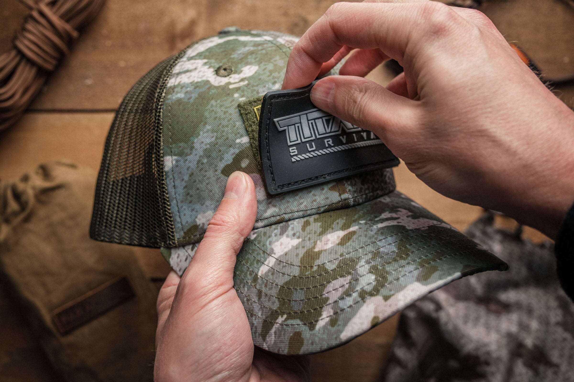 Trucker Hat | Waxed Camo with SHROWD Woodland Pattern By TACAMO