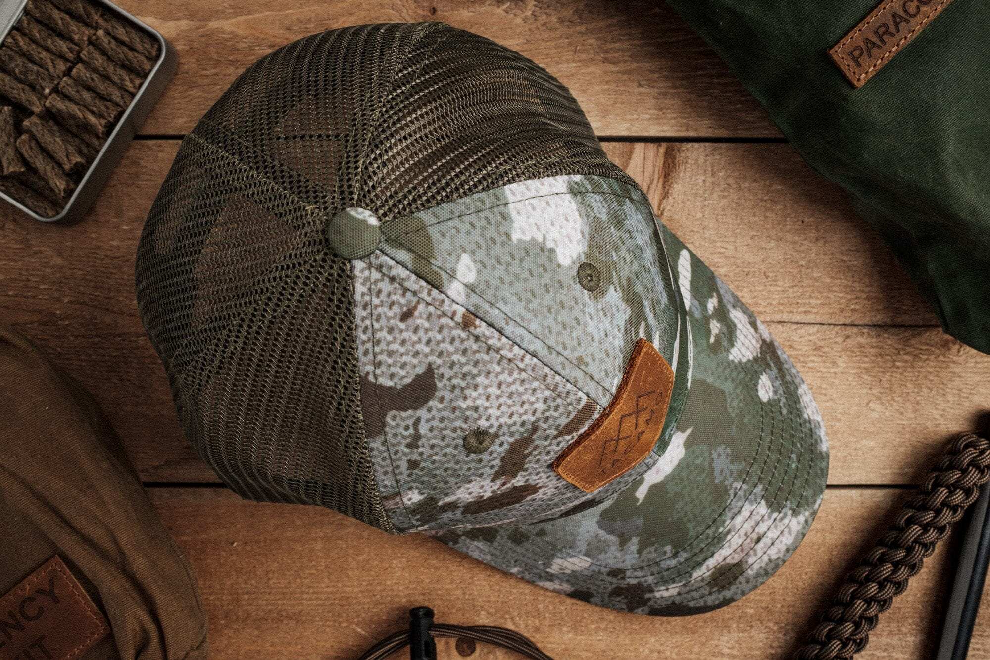 Trucker Hat | Waxed Camo with SHROWD Woodland Pattern By TACAMO
