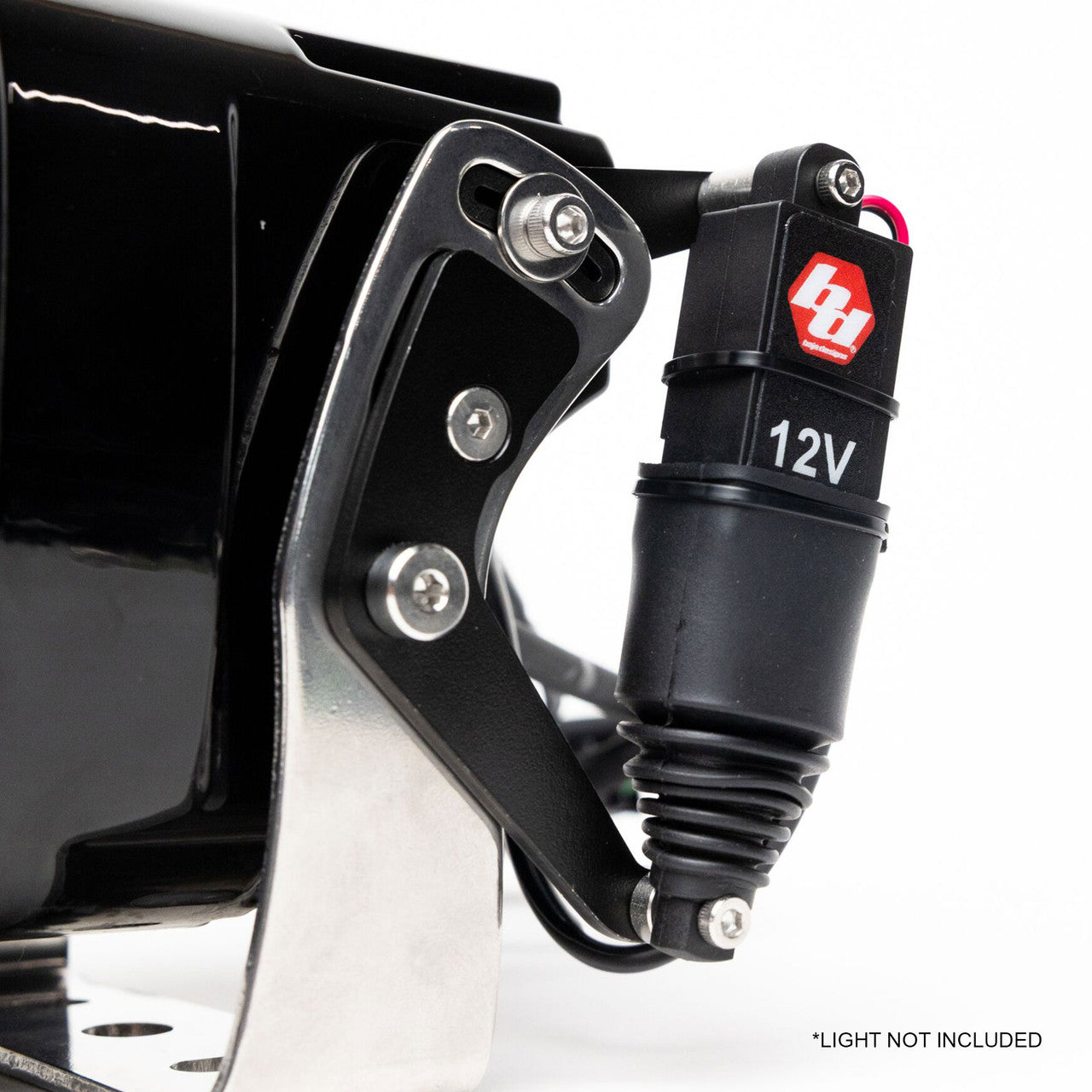 Reflex Light Actuator Kit mounted on Baja Designs XL standard housing light for adjustable off-road lighting control