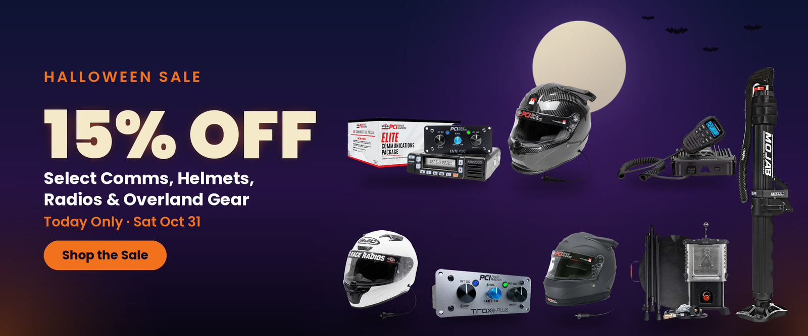 Halloween Sale: 15% off select comms, helmets, radios and overland gear. Today only, Saturday, October 31. Shop the sale.